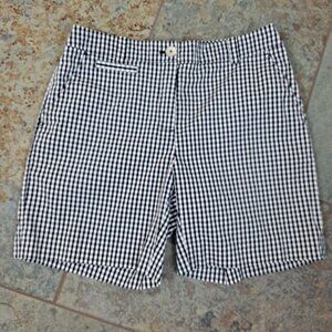 Jones New York Size 4 Black and White Gingham Print Shorts Pockets EUC